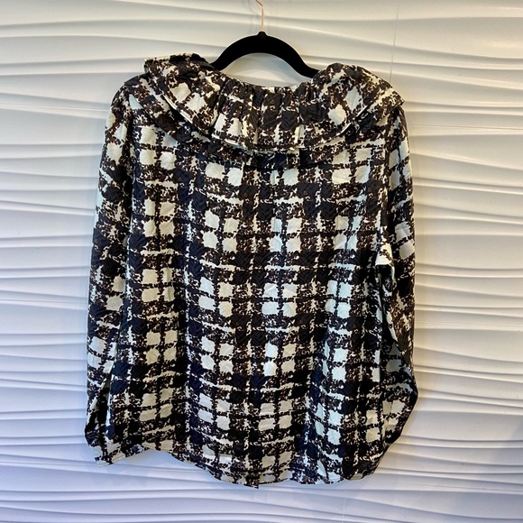 NWT J. Crew Collection silk twill ruffle-collar top in plaid - Picture 8 of 15